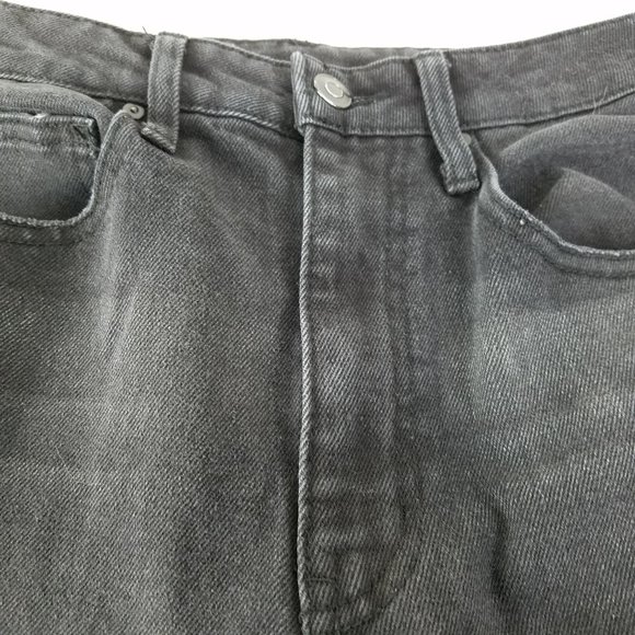 No Boundaries Jeans Juniors Size 7 High Rise Slim Straight Destroyed Black Denim - Picture 9 of 14